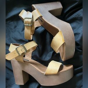 Forever 21 Tan Platform Shoes with Chunky Heel